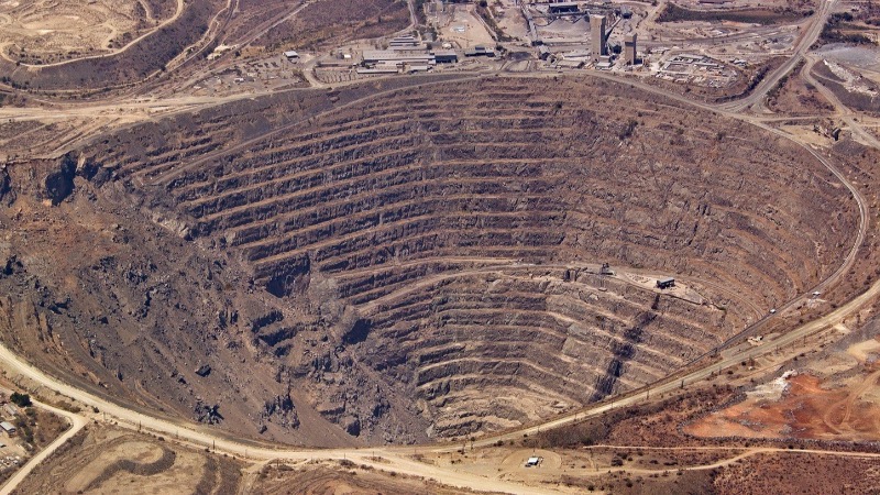 Aerial view of enormous copper